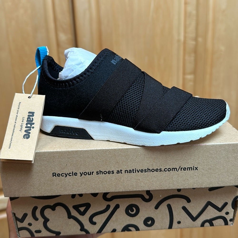 New in box 12c Native Phoenix jiffy black/shell white tennis shoes